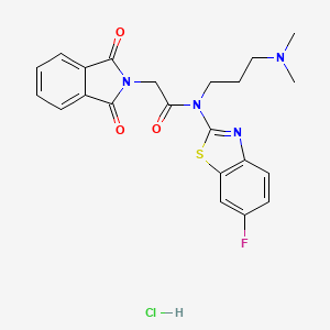 molecular formula C22H22ClFN4O3S B2839315 N-(3-(二甲胺基)丙基)-2-(1,3-二氧代异吲哚-2-基)-N-(6-氟苯并[d]噻唑-2-基)乙酰胺盐酸盐 CAS No. 1215804-57-1