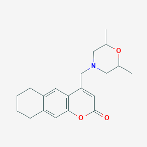 molecular formula C20H25NO3 B2839318 4-((2,6-二甲基吗啉基)甲基)-6,7,8,9-四氢-2H-苯并[g]咔啉-2-酮 CAS No. 847178-24-9