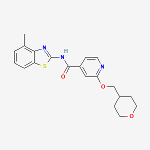 molecular formula C20H21N3O3S B2839319 N-(4-methylbenzo[d]thiazol-2-yl)-2-((tetrahydro-2H-pyran-4-yl)methoxy)isonicotinamide CAS No. 2034243-08-6