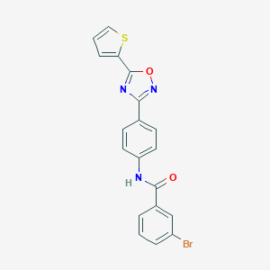 molecular formula C19H12BrN3O2S B283932 3-bromo-N-{4-[5-(thiophen-2-yl)-1,2,4-oxadiazol-3-yl]phenyl}benzamide 