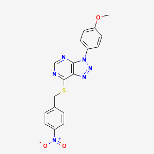 molecular formula C18H14N6O3S B2839328 3-(4-methoxyphenyl)-7-((4-nitrobenzyl)thio)-3H-[1,2,3]triazolo[4,5-d]pyrimidine CAS No. 941906-26-9