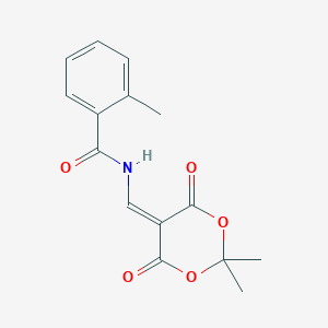 molecular formula C15H15NO5 B2839334 N-[(2,2-dimethyl-4,6-dioxo-1,3-dioxan-5-ylidene)methyl]-2-methylbenzamide CAS No. 477885-64-6