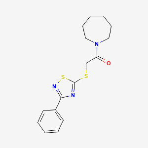molecular formula C16H19N3OS2 B2839336 1-(Azepan-1-yl)-2-((3-phenyl-1,2,4-thiadiazol-5-yl)thio)ethanone CAS No. 864855-88-9