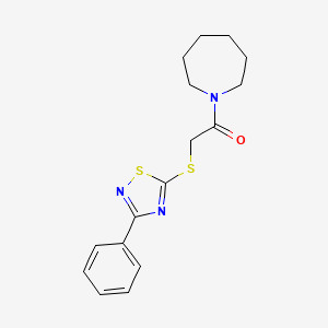 molecular formula C16H19N3OS2 B2839336 1-(环庚烷-1-基)-2-((3-苯基-1,2,4-噻二唑-5-基)硫)乙酮 CAS No. 864855-88-9