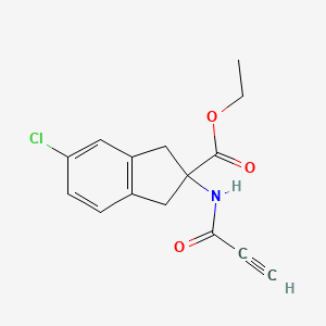 molecular formula C15H14ClNO3 B2839341 Ethyl 5-chloro-2-(prop-2-ynoylamino)-1,3-dihydroindene-2-carboxylate CAS No. 2411288-92-9
