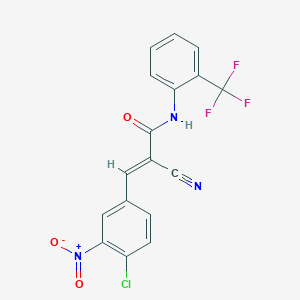 molecular formula C17H9ClF3N3O3 B2839342 (E)-3-(4-chloro-3-nitrophenyl)-2-cyano-N-[2-(trifluoromethyl)phenyl]prop-2-enamide CAS No. 852826-68-7