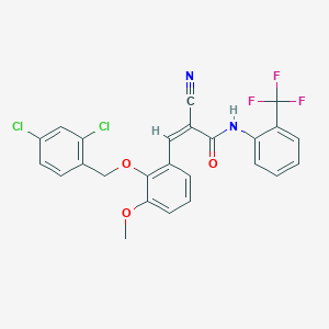 (Z)-2-cyano-3-[2-[(2,4-dichlorophenyl)methoxy]-3-methoxyphenyl]-N-[2-(trifluoromethyl)phenyl]prop-2-enamide