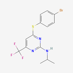molecular formula C14H13BrF3N3S B2839353 N-[4-[(4-bromophenyl)sulfanyl]-6-(trifluoromethyl)-2-pyrimidinyl]-N-isopropylamine CAS No. 339011-52-8