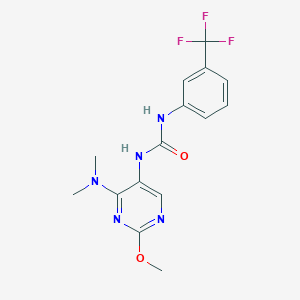 molecular formula C15H16F3N5O2 B2839354 1-(4-(二甲氨基)-2-甲氧基嘧啶-5-基)-3-(3-(三氟甲基)苯基)脲 CAS No. 1797293-10-7