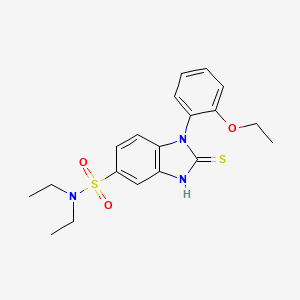 molecular formula C19H23N3O3S2 B2839357 1-(2-ethoxyphenyl)-N,N-diethyl-2-sulfanyl-1H-1,3-benzodiazole-5-sulfonamide CAS No. 565206-96-4