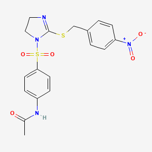 N-[4-[[2-[(4-nitrophenyl)methylsulfanyl]-4,5-dihydroimidazol-1-yl]sulfonyl]phenyl]acetamide