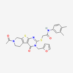 2-((7-acetyl-3-(furan-2-ylmethyl)-4-oxo-3,4,5,6,7,8-hexahydropyrido[4',3':4,5]thieno[2,3-d]pyrimidin-2-yl)thio)-N-(3,4-dimethylphenyl)acetamide