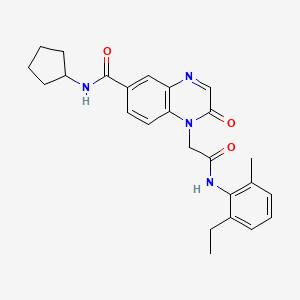 molecular formula C25H28N4O3 B2839375 N-cyclopentyl-1-(2-((2-ethyl-6-methylphenyl)amino)-2-oxoethyl)-2-oxo-1,2-dihydroquinoxaline-6-carboxamide CAS No. 1251543-81-3