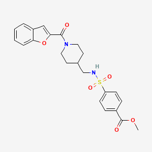 molecular formula C23H24N2O6S B2839376 methyl 4-(N-((1-(benzofuran-2-carbonyl)piperidin-4-yl)methyl)sulfamoyl)benzoate CAS No. 1396863-93-6