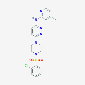 molecular formula C20H21ClN6O2S B2839386 6-(4-((2-氯苯基)磺酰基)哌嗪-1-基)-N-(4-甲基吡啶-2-基)吡啶并[3,4-d]嘧啶-3-胺 CAS No. 1021038-45-8