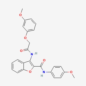 molecular formula C25H22N2O6 B2839390 3-(2-(3-甲氧基苯氧基)乙酰氨基)-N-(4-甲氧基苯基)苯并呋喃-2-甲酰胺 CAS No. 847404-78-8