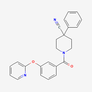 4-Phenyl-1-(3-(pyridin-2-yloxy)benzoyl)piperidine-4-carbonitrile