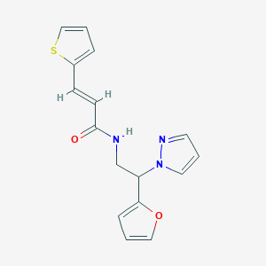 molecular formula C16H15N3O2S B2839422 (E)-N-(2-(furan-2-yl)-2-(1H-pyrazol-1-yl)ethyl)-3-(thiophen-2-yl)acrylamide CAS No. 2035018-86-9