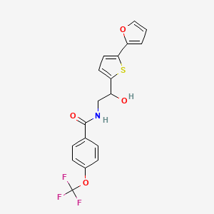 molecular formula C18H14F3NO4S B2839426 N-{2-[5-(furan-2-yl)thiophen-2-yl]-2-hydroxyethyl}-4-(trifluoromethoxy)benzamide CAS No. 2309220-84-4