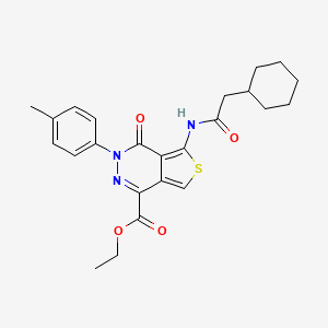 molecular formula C24H27N3O4S B2839445 乙酸乙酯 5-(2-环己基乙酰氨基)-4-氧代-3-(对甲苯基)-3,4-二氢噻吩[3,4-d]吡啶-1-羧酸酯 CAS No. 851947-91-6