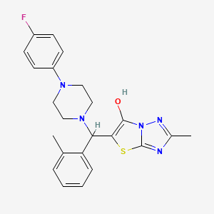 molecular formula C23H24FN5OS B2839447 5-((4-(4-氟苯基)哌啶-1-基)(邻甲苯基)甲基)-2-甲基噻唑啉[3,2-b][1,2,4]三唑-6-醇 CAS No. 869344-23-0