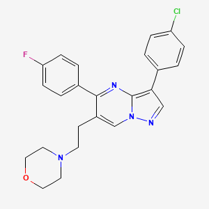 molecular formula C24H22ClFN4O B2839448 3-(4-Chlorophenyl)-5-(4-fluorophenyl)-6-(2-morpholinoethyl)pyrazolo[1,5-a]pyrimidine CAS No. 861207-12-7