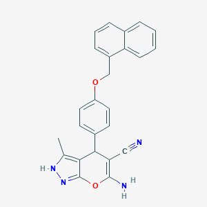 molecular formula C25H20N4O2 B283945 6-Amino-3-methyl-4-[4-(1-naphthylmethoxy)phenyl]-1,4-dihydropyrano[2,3-c]pyrazole-5-carbonitrile 
