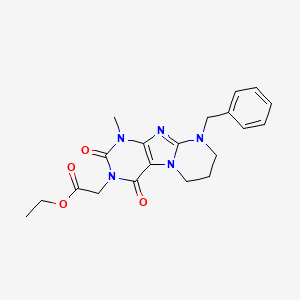 molecular formula C20H23N5O4 B2839459 ethyl 2-(9-benzyl-1-methyl-2,4-dioxo-7,8-dihydro-6H-purino[7,8-a]pyrimidin-3-yl)acetate CAS No. 862197-70-4