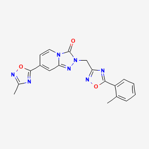 molecular formula C19H15N7O3 B2839460 7-(3-methyl-1,2,4-oxadiazol-5-yl)-2-{[5-(2-methylphenyl)-1,2,4-oxadiazol-3-yl]methyl}[1,2,4]triazolo[4,3-a]pyridin-3(2H)-one CAS No. 1396858-17-5