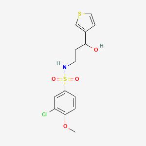 molecular formula C14H16ClNO4S2 B2839462 3-chloro-N-(3-hydroxy-3-(thiophen-3-yl)propyl)-4-methoxybenzenesulfonamide CAS No. 2034517-44-5