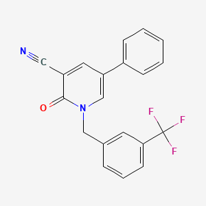 molecular formula C20H13F3N2O B2839478 2-Oxo-5-phenyl-1-[3-(trifluoromethyl)benzyl]-1,2-dihydro-3-pyridinecarbonitrile CAS No. 338954-58-8