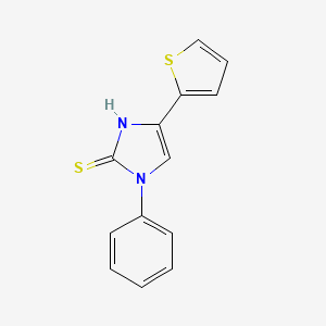molecular formula C13H10N2S2 B2839482 1-phenyl-4-thien-2-yl-1H-imidazole-2-thiol CAS No. 154548-79-5