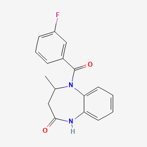 molecular formula C17H15FN2O2 B2839493 5-(3-fluorobenzoyl)-4-methyl-1,3,4,5-tetrahydro-2H-1,5-benzodiazepin-2-one CAS No. 866156-60-7