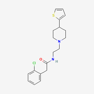 molecular formula C19H23ClN2OS B2839494 2-(2-chlorophenyl)-N-(2-(4-(thiophen-2-yl)piperidin-1-yl)ethyl)acetamide CAS No. 1428363-07-8