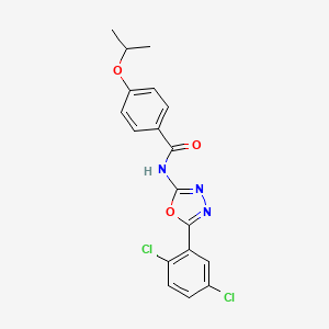 molecular formula C18H15Cl2N3O3 B2839500 N-(5-(2,5-dichlorophenyl)-1,3,4-oxadiazol-2-yl)-4-isopropoxybenzamide CAS No. 891139-95-0