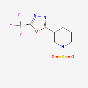 molecular formula C9H12F3N3O3S B2839504 2-(1-(Methylsulfonyl)piperidin-3-yl)-5-(trifluoromethyl)-1,3,4-oxadiazole CAS No. 1396882-76-0