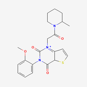 molecular formula C21H23N3O4S B2839513 3-(2-methoxyphenyl)-1-[2-(2-methylpiperidin-1-yl)-2-oxoethyl]-1H,2H,3H,4H-thieno[3,2-d]pyrimidine-2,4-dione CAS No. 1261012-59-2