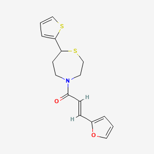 molecular formula C16H17NO2S2 B2839529 (E)-3-(furan-2-yl)-1-(7-(thiophen-2-yl)-1,4-thiazepan-4-yl)prop-2-en-1-one CAS No. 1706491-79-3