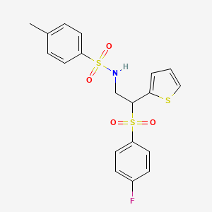 molecular formula C19H18FNO4S3 B2839535 N-[2-[(4-fluorophenyl)sulfonyl]-2-(2-thienyl)ethyl]-4-methylbenzenesulfonamide CAS No. 896346-80-8