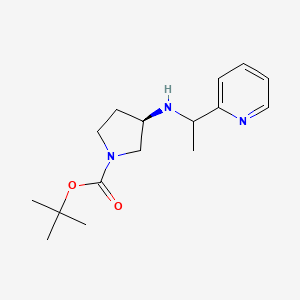 molecular formula C16H25N3O2 B2839556 (R)-3-(1-Pyridin-2-yl-ethylamino)-pyrrolidine-1-carboxylic acid tert-butyl ester CAS No. 1401673-03-7