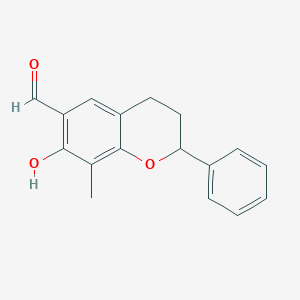 molecular formula C17H16O3 B283956 7-Hydroxy-8-methyl-2-phenylchromane-6-carbaldehyde 