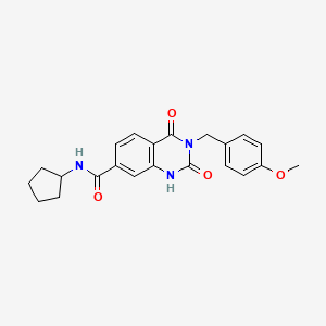 molecular formula C22H23N3O4 B2839570 N-cyclopentyl-3-(4-methoxybenzyl)-2,4-dioxo-1,2,3,4-tetrahydroquinazoline-7-carboxamide CAS No. 892275-48-8