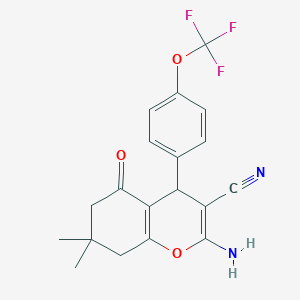 2-amino-7,7-dimethyl-5-oxo-4-[4-(trifluoromethoxy)phenyl]-6,8-dihydro-4H-chromene-3-carbonitrile