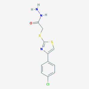 molecular formula C11H10ClN3OS2 B283959 2-{[4-(4-Chlorophenyl)-1,3-thiazol-2-yl]sulfanyl}acetohydrazide 