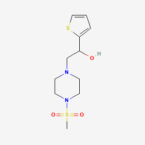 molecular formula C11H18N2O3S2 B2839593 2-(4-(甲磺酰基)哌嗪-1-基)-1-(噻吩-2-基)乙醇 CAS No. 1396799-77-1