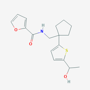 molecular formula C17H21NO3S B2839597 N-((1-(5-(1-hydroxyethyl)thiophen-2-yl)cyclopentyl)methyl)furan-2-carboxamide CAS No. 2034598-21-3