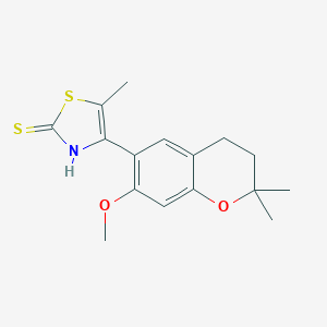 molecular formula C16H19NO2S2 B283961 4-(7-methoxy-2,2-dimethyl-3,4-dihydro-2H-chromen-6-yl)-5-methyl-1,3-thiazol-2-yl hydrosulfide 