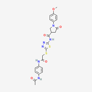 N-(5-((2-((4-acetamidophenyl)amino)-2-oxoethyl)thio)-1,3,4-thiadiazol-2-yl)-1-(4-methoxyphenyl)-5-oxopyrrolidine-3-carboxamide