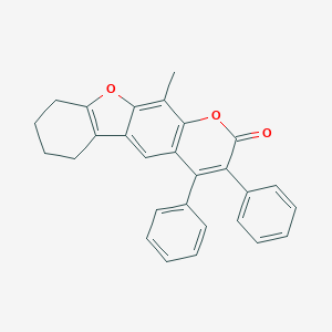 molecular formula C28H22O3 B283962 11-methyl-3,4-diphenyl-6,7,8,9-tetrahydro-2H-[1]benzofuro[3,2-g]chromen-2-one 