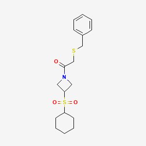 2-(Benzylthio)-1-(3-(cyclohexylsulfonyl)azetidin-1-yl)ethanone